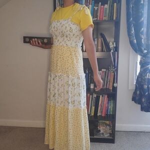 Floral Yellow and White Maxi Dress